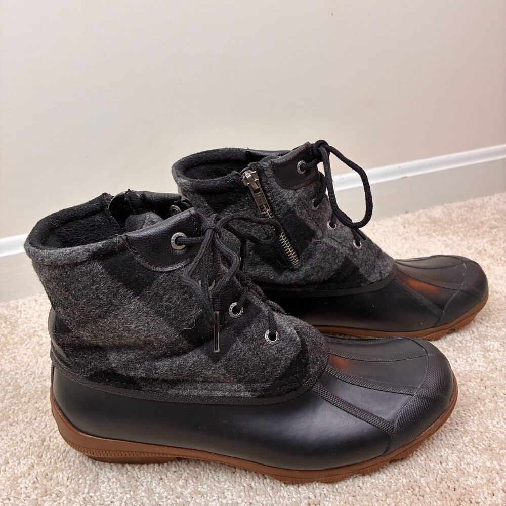 Sperry Top-Sider Syren Gulf Duck Boots Grey Quilted Wool Rubber Women Size 9